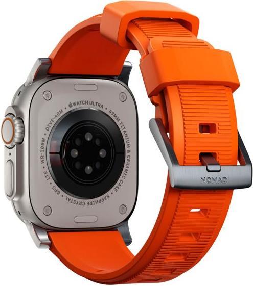 Immagine prodotto Nomad Cinturino rugged -ranneke, Apple Watch 49 / 45 / 44 /, oranssi / hopea (45 mm, 44 mm, 42 mm, 49 mm, Materiale sintetico, Apple Watch Series 9)
