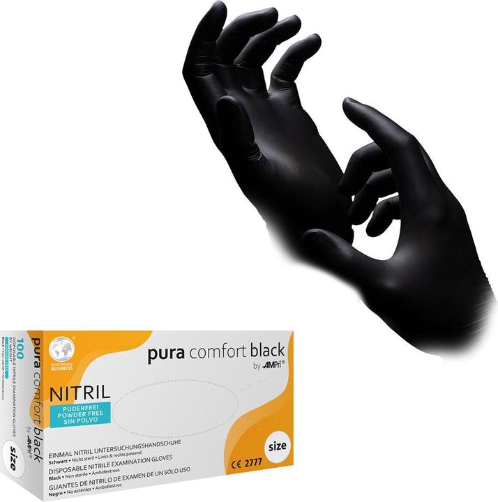 Image du produit Ampri PURACOMFORT BLACK, gant d'examen en nitrile, non poudré, noir, taille S (S)
