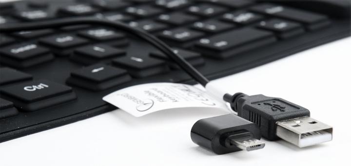 Actual product image Gembird FLEXIBLE USB ENG/Juodas KB-109F-B (DE, Cable)
