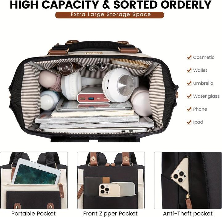 Produktbild Only-Bags.Store Stilvoller kleiner Laptop-Rucksack - Modischer College Daypack mit verstellbaren Trägern, robustem