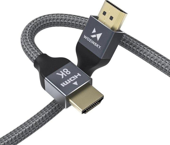 Actual product image Wozinsky HDMI 2.1 8K 60 Hz 48 Gbps / 4K 120 Hz / 2K 144 Hz 2 m silver (WHDMI-20) (2 m, HDMI)