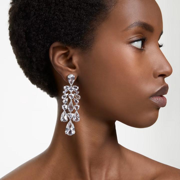Actual product image Swarovski Mesmera Earclips Various Cuts Chandelier White (Swarovski Metal)
