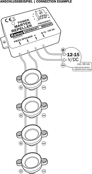 Actual product image Kemo Ultrasonic loudspeakers set off from the marten guard
