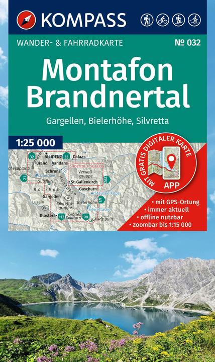 Produktbild Wanderkarte 032 Montafon, Brandnertal, Gargellen, Bielerhöhe, Silvretta 1:25.000
