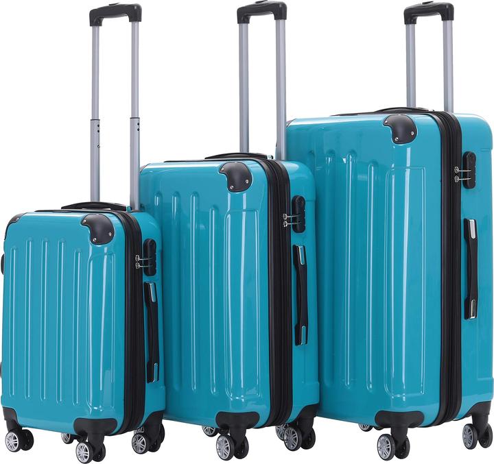 Beibye 2048 Reisekofferset, Türkis (M (50 - 90l), L (90 - 115l), XL (ab 115l))