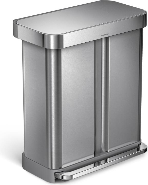 Image du produit Simplehuman Poubelle double 58 l, argent brossé (58 l)