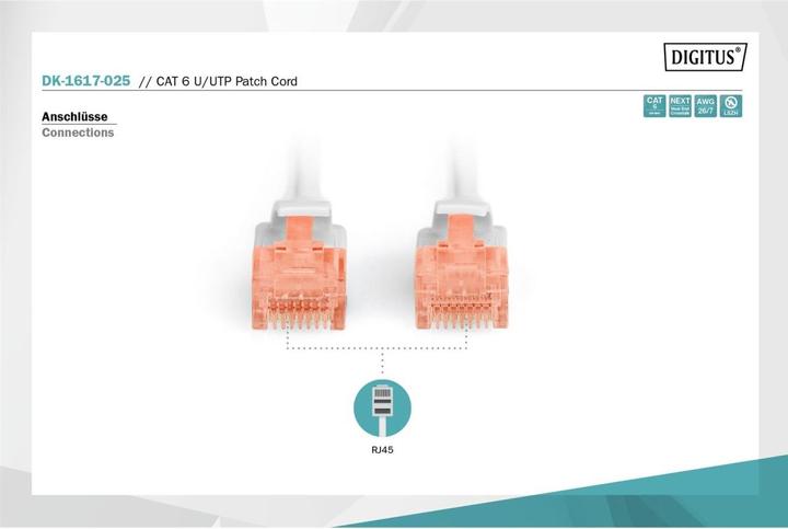Immagine prodotto Digitus Cavo patch U/UTP CAT - LSZH (U/UTP, CAT6, 2.50 m)