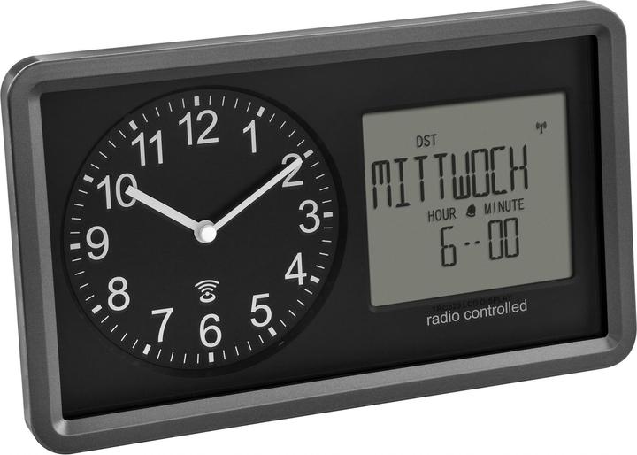 Immagine prodotto TFA 60.3552.01 Orologio analogico radiocontrollato con calendario Sveglia Orologio per anziani Giorno