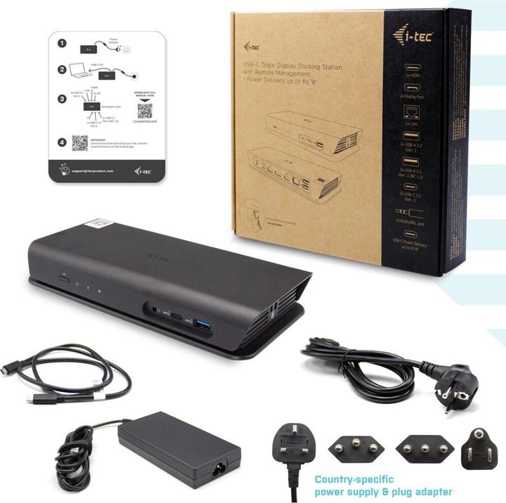 Immagine prodotto i-tec USB-C Smart Docking Station a triplo schermo, PD 65W (USB-C, 3 Porti)