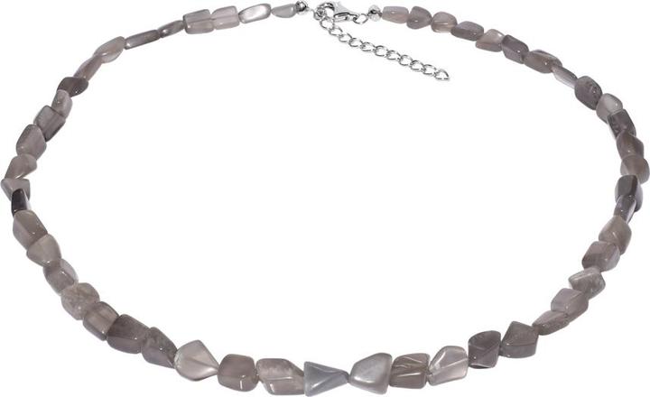 Produktbild Xen Mondstein - Collier grau Trommelstein 48 + 5 cm 925 Silber (925 Sterling Silber, 48 cm)