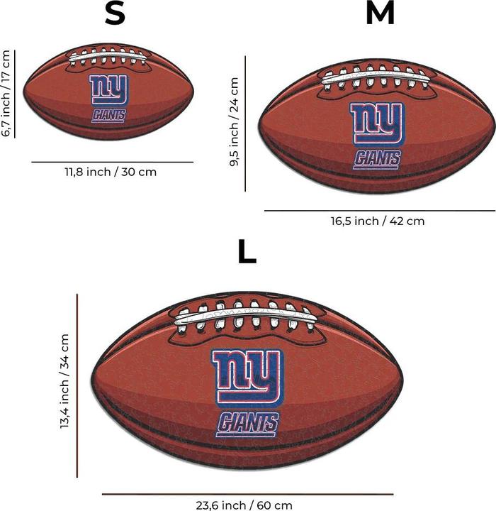 Actual product image Iconic NFL - New York Giants– Football with Logo - Wooden Puzzle Size M (270 pieces) (270 pieces)