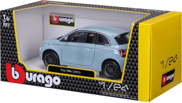 Actual product image Bburago Fiat 500e 1/24 blue