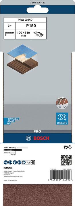 Produktbild Bosch Professional Zubehör PRO X440 Schleifband, 100 x 610 mm, G150 (P150)
