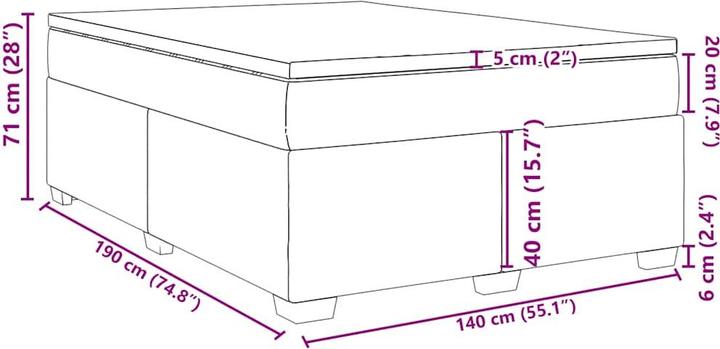 Produktbild VidaXL Boxspringbett Polsterbett Bett Doppelbett Matratze 140x190cm Kunstleder (140 x 190 cm)