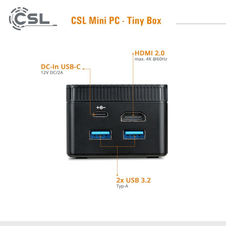 Produktbild CSL Tiny Box (Intel Celeron N4120, 4 GB, 128 GB, Intel UHD Graphics)