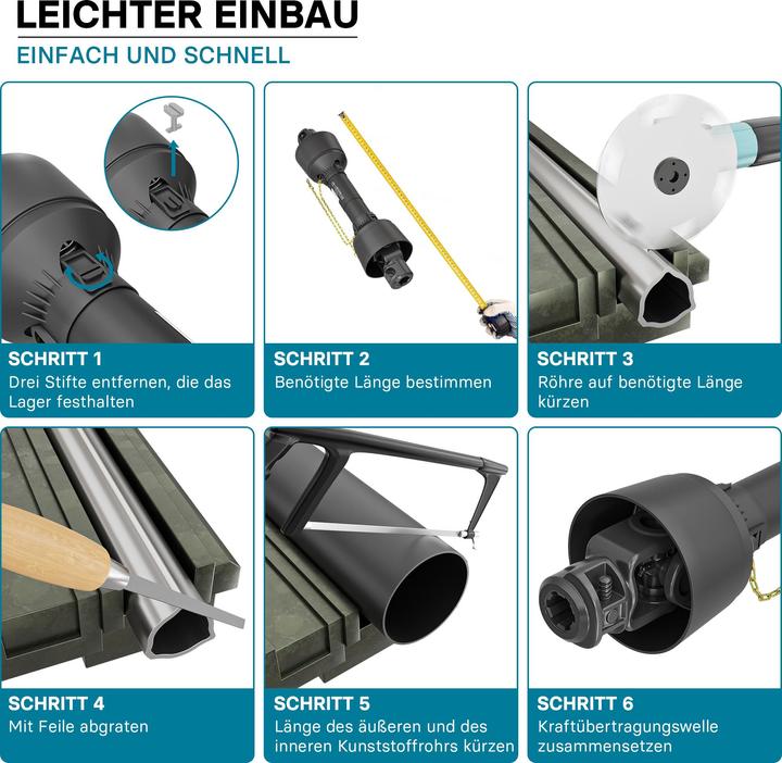 Produktbild Wiltec Zapfwelle T4 Gelenkwelle 520-675mm 460Nm 540U/min PTO-Shaft 40kW 1 3/8" 6 Zähne (Traktorzubehör)