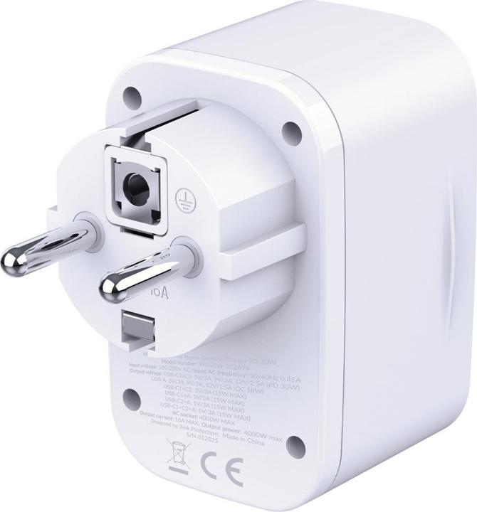 Produktbild 3MK Adapter sieciowy Hyper Comfort Charger 30W 1xUSB-A 2xUSB-C 1xSchuko PD QC3.0 biały (30 W)