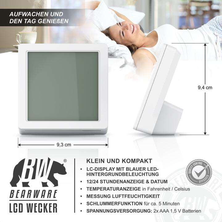 Immagine prodotto Bearware Wecker digital für zuhause & unterwegs, Licht, Temperatur Luftfeuchtigkeit, Datum, Schlummerfunktion