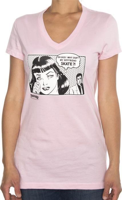 Thrasher Girl Boyfriend V-Neck T-Shirt (L)
