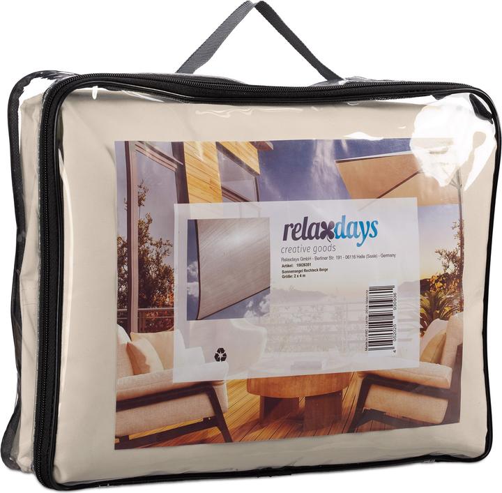 Actual product image Relaxdays Beige Rectangular Awning (400 x 200 x 0.5 cm)