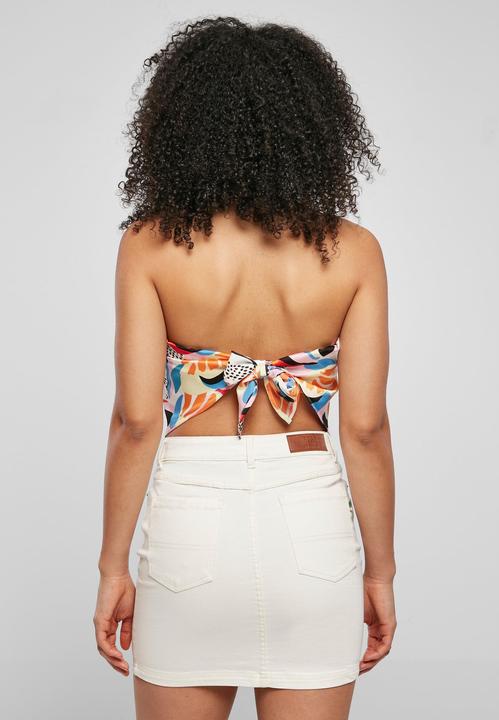 Actual product image Urban Classics Ladies Cropped AOP Satin Triangle Top - 17922 (M)