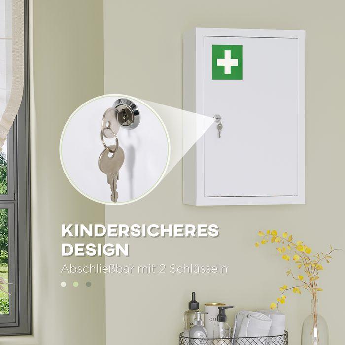 Produktbild Swisshandel24 Medizinschrank, abschliessbar, Einlegeböden, Stahlgehäuse, 30x14x46 cm, Weiss