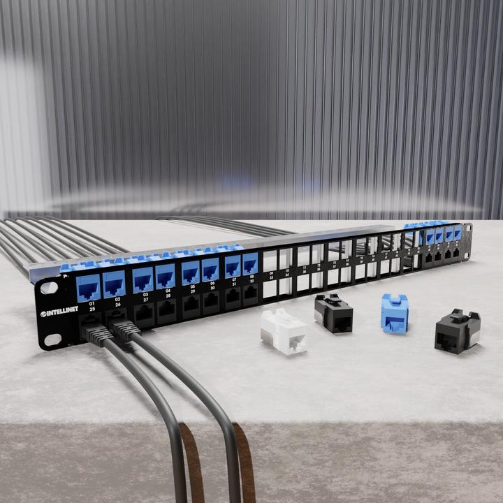 Actual product image Intellinet 48-port patch panel, shielded and unequipped, 1 U