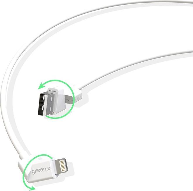 Produktbild Green_e Cable Lightning Mfi Embout Rotatif 1m20 Blanc (1.20 m, USB 2.0)