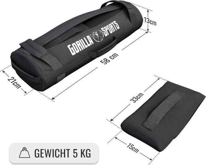 Immagine prodotto Gorilla Sports Sacco di sabbia fitness regolabile da 20 a 30 kg (4 x 5 kg)
