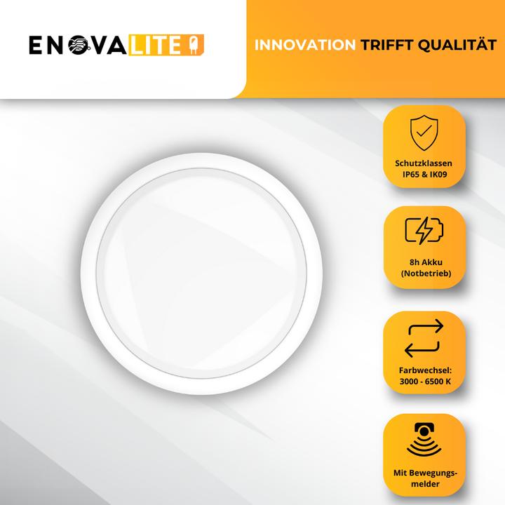 Actual product image Enovalite LED-Notstrom Deckenleuchte, mit Bewegungsmelder, 8 h Notlicht und Gruppensteuerungsfunktion (1800 lm)