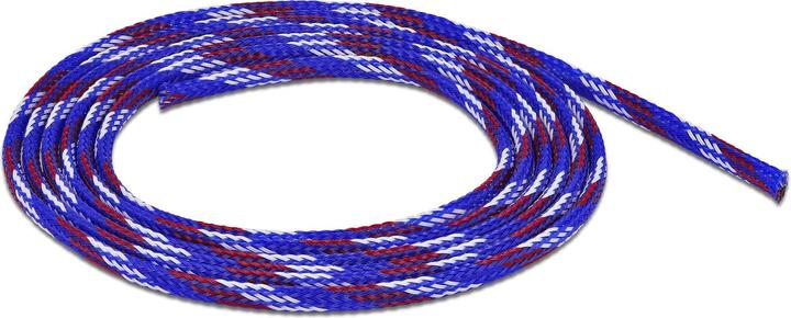 Produktbild Delock Geflechtschlauch dehnbar 2 m x 6 mm blau-rot-weiss (Kabelschlauch, 200 cm)