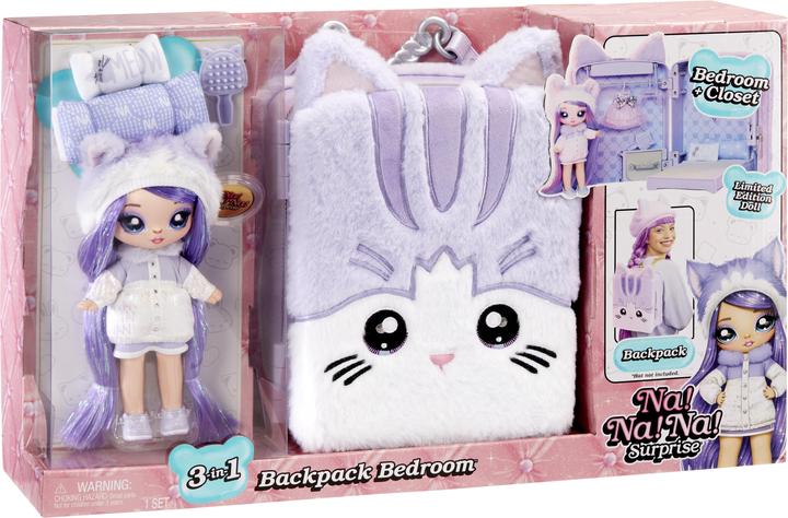 Produktbild MGA Na. Na. Na. Surprise 3-in-1 Backpack Bedroom Series 3 Playset- Lavender Kitty