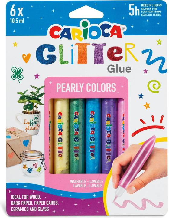 Actual product image Carioca Glitter Pens Glue Pearl 6 pieces, Multicoloured (Multicoloured, 6 x)