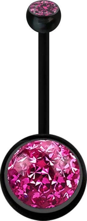 Produktbild Star Piercing Banane schwarz mit Kugel Kristall pink und Kugel Kristall pink Epoxy Schutzschicht (Bioflex, ohne Messing)