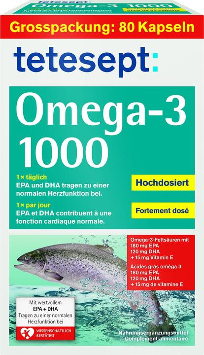 Produktbild Tetesept Omega-3 (80 Stück, Kapseln, 155 g)