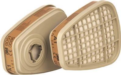 3M -Gasfilter 6055 A2R gegen organische Gase+Dämpfe (Pack mit 2 St) (Atemschutzmaske Ersatzfilter)
