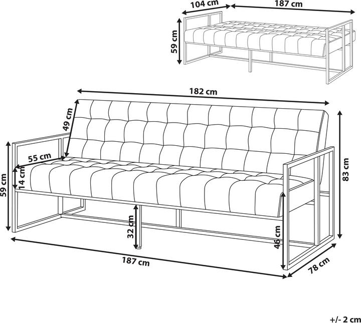 Produktbild Beliani Schlafsofa 3-Sitzer Samtstoff smaragdgrün MARSTAL (3-Sitzer)