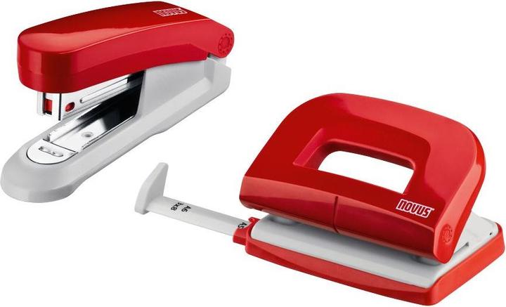 Produktbild Novus Schreibtisch Set (Heftgerät E 15 mit Locher E 210, inkl. 1000 Heftklammern No. 10) rot (15 Blätter)