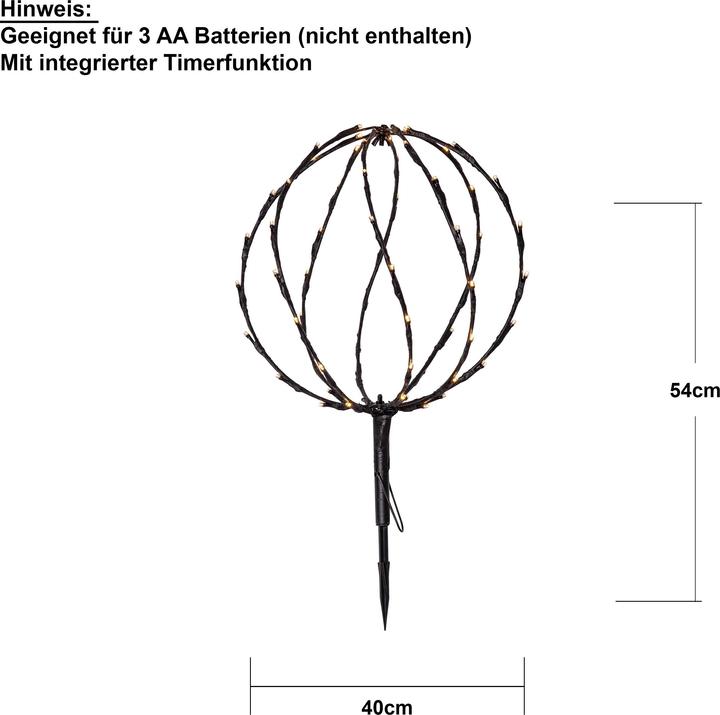 Image du produit Star Trading Lumière de jardin Decoration Sphere, 88 LED, Ø 40 cm, noir (IP44)