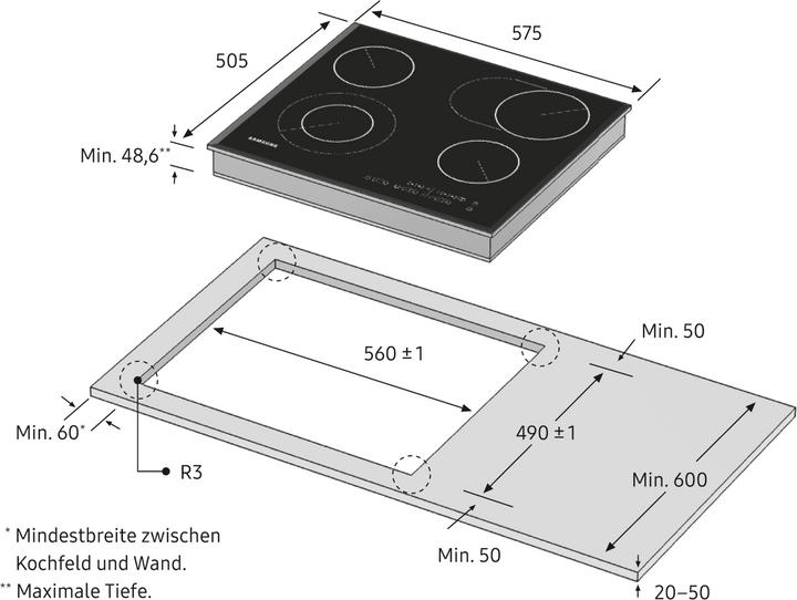 Produktbild Samsung Autarkes Glaskeramikkochfeld 60 cm CTR464NC01/EG