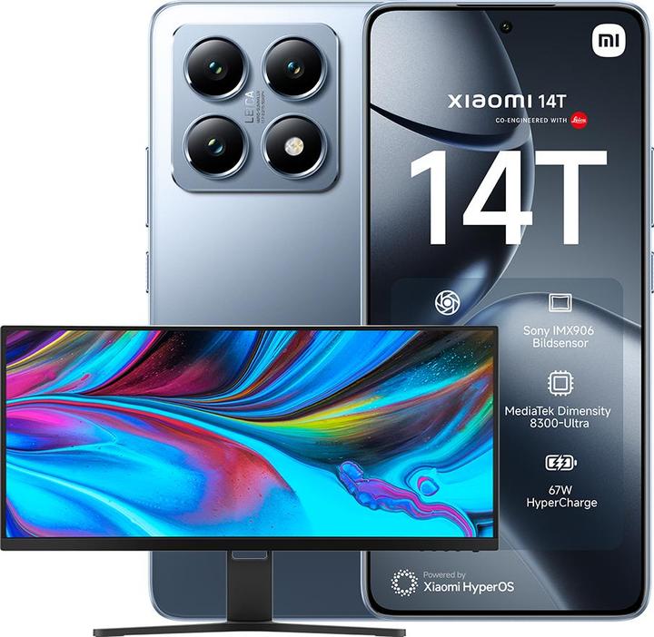 Xiaomi 14T + Curved Gaming Monitor 30" Launch Bundle (256 GB, Titan Blue, 6.67", Dual SIM, 50 Mpx, 5G)
