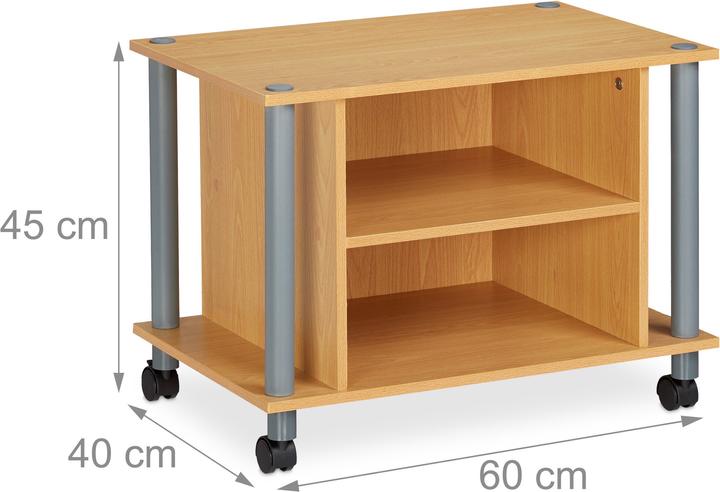 Actual product image Relaxdays TV Stand with Casters and 2 Shelves (60 x 40 x 45 cm)