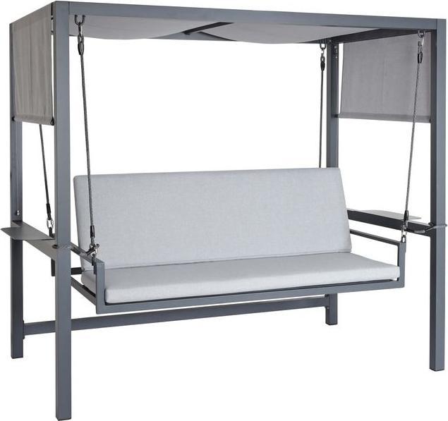Produktbild Mendler Alu-Hollywoodschaukel HWC-L47, Liegefunktion, 195x221x131cm Polster grau