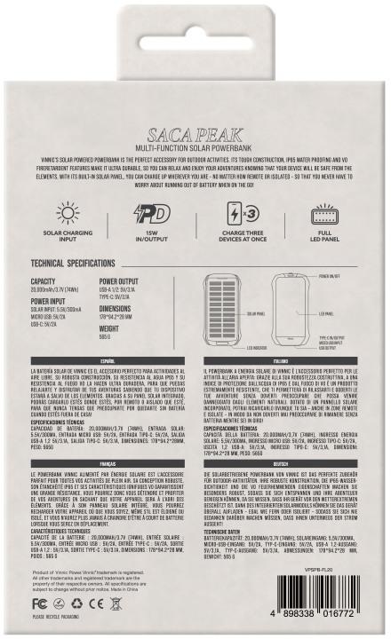 Immagine prodotto Vinnic Caricabatterie solare (20000 mAh, 74 Wh)