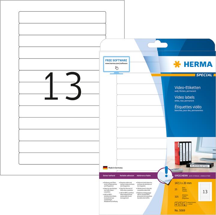 Produktbild HERMA Video Etiketten A4
