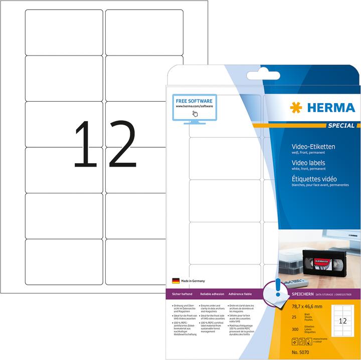 Produktbild HERMA Video Etiketten A4