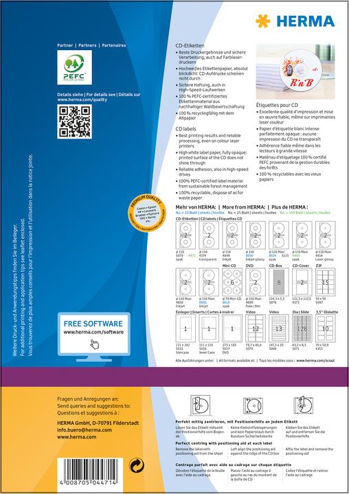 Actual product image HERMA CD labels A4