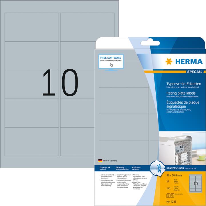 Actual product image HERMA Nameplate labels A4