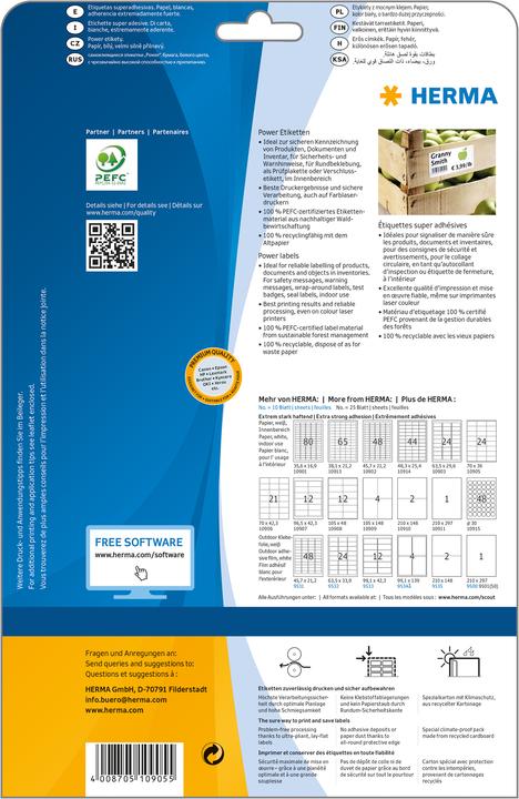 Actual product image Herma Power labels A4