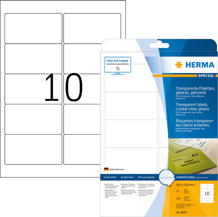 Produktbild HERMA Transparente Etiketten A4